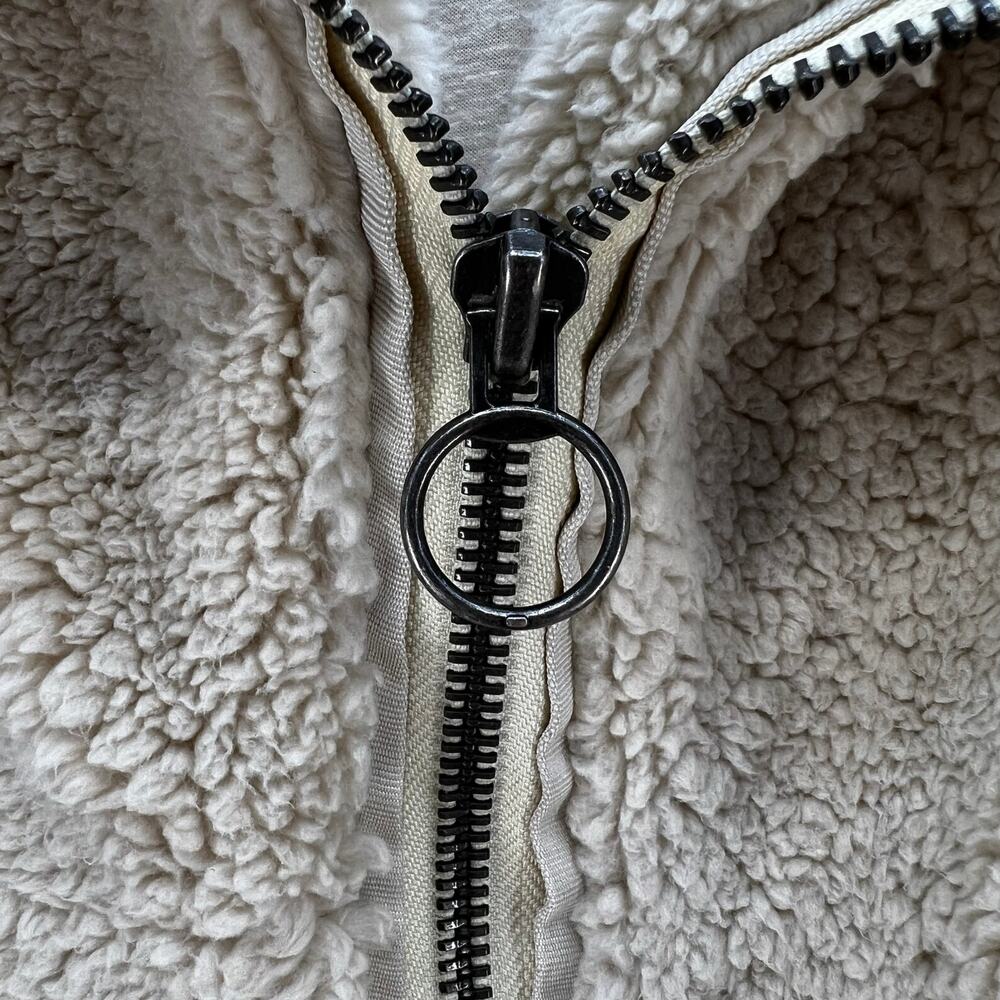 We The Free Sherpa Coat Woman's L Beige Raya Teddy Full Zip Preppy Winter Gear - Picture 3 of 10